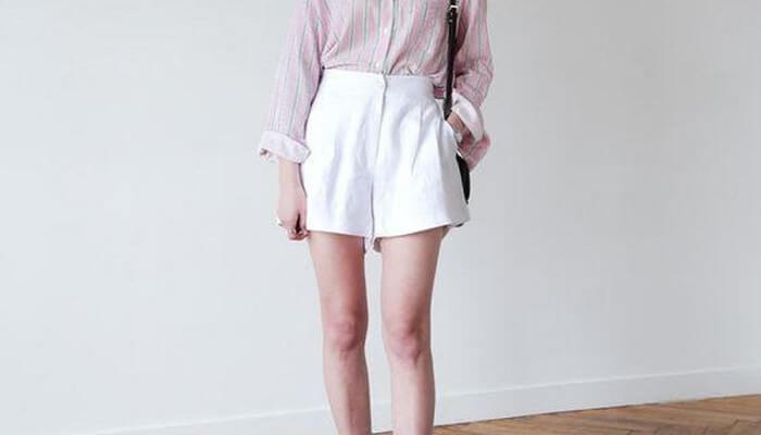How to match clothes with elegant, gentle and stylish white fabric shorts