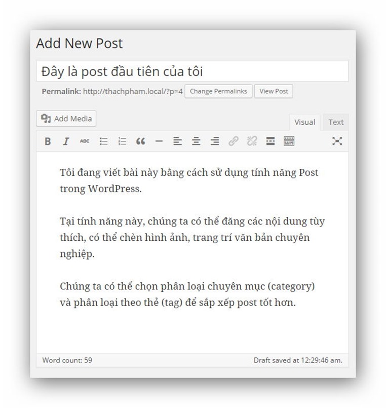 Hướng dẫn post bài wordpress