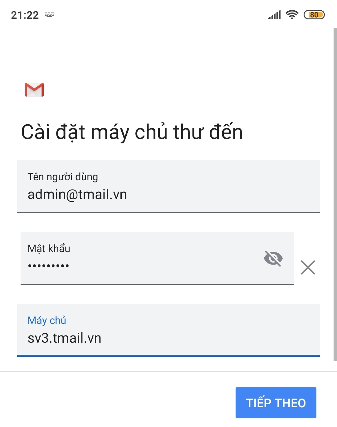 Hướng dẫn cài đặt Email server cho smartphone HĐH Android